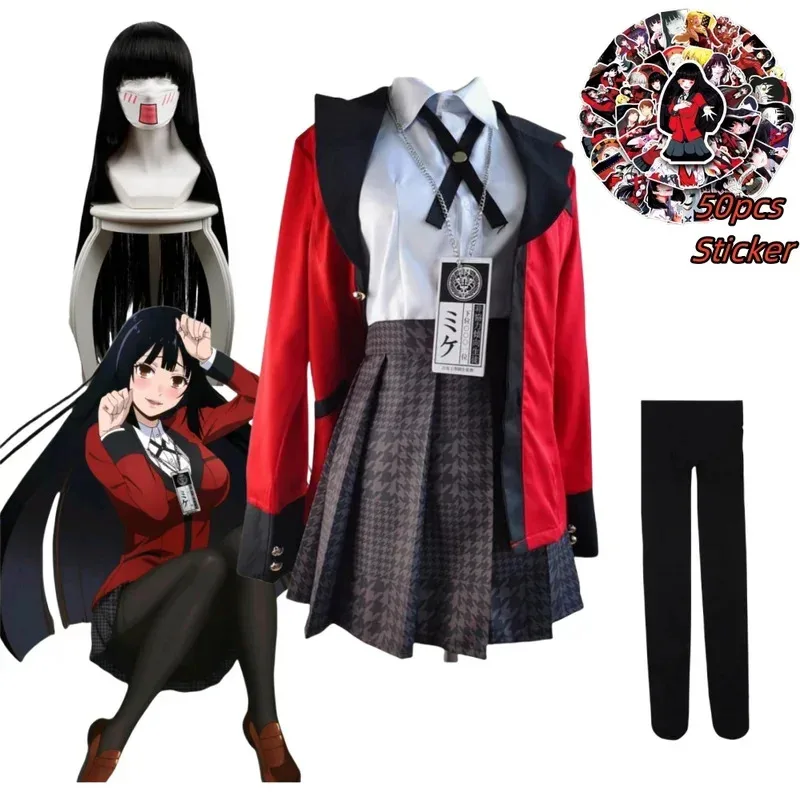 

Kakegurui Jabami Yumeko Cosplay Costume Halloween Sayaka Compulsive Gambler Anime Girl Pleated Skirt Uniform Full Set