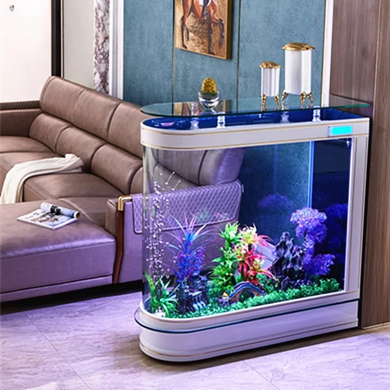 bullet fish tank living room household aquarium glass water-free ecological floor screen fish tank