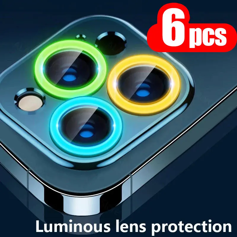6PCS Luminous Camera Lens Protectors For iPhone 18 Pro Max Ultra 17 Pro Max 13 15 14 16 11 Air 12 Mini Protective Lens Film