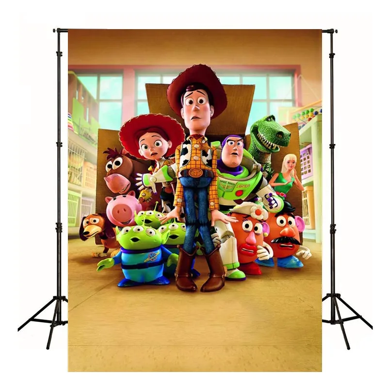 Fondo fotográfico de Toy Story para fotografía, suministros de decoración de fiesta de cumpleaños, Baby Shower, cartel de escenario