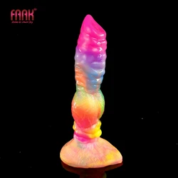 FAAK Luminous Knot Dog Dildo With Suction Cup Silicone Animal Wolf Penis Glow In Dark Anal Plug Sex Toys Shop For Women Men