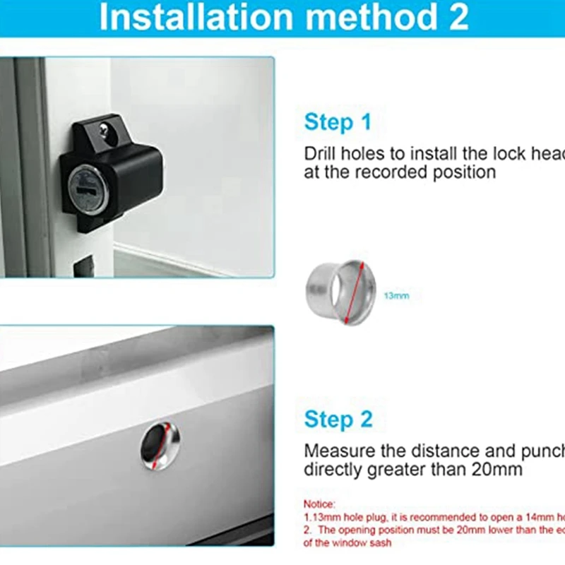 أفضل 2 قطعة مجموعة الفولاذ المقاوم للصدأ سبائك الألومنيوم نافذة قفل مكافحة سرقة قفل انزلاق الباب الطفل قفل مضاد للسرقة أسود