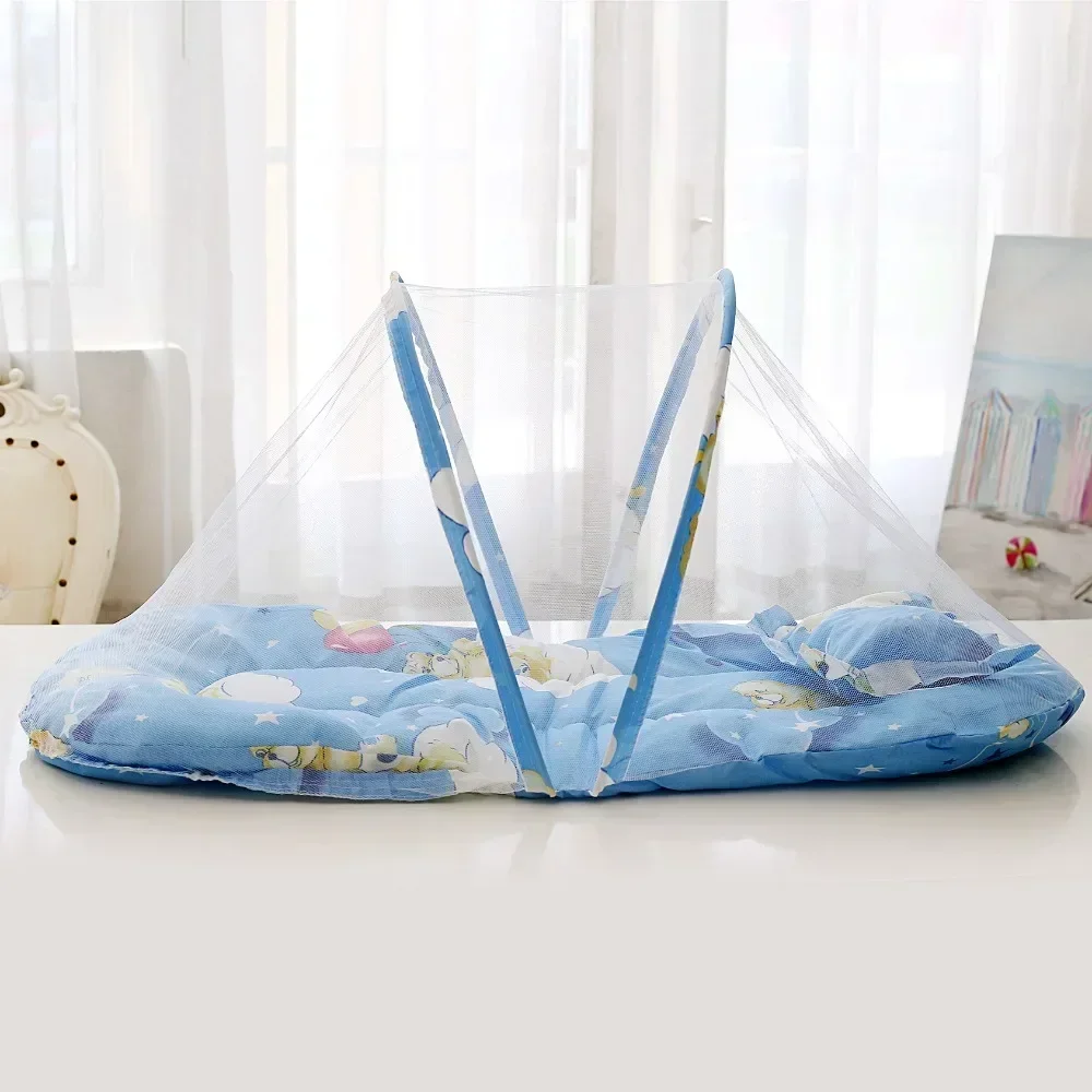 Portable Crib Mosquito Net, No Need To Install Foldable Mosquito Net, Equipped with Soft Cushion and Pillow Suitable for Crib