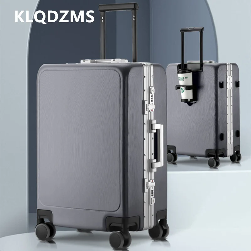

KLQDZMS Zipper Luggage Aluminum Frame Boarding Box 20"22"24"26"28 Inch High Capacity Trolley Case Universal Wheel Suitcase