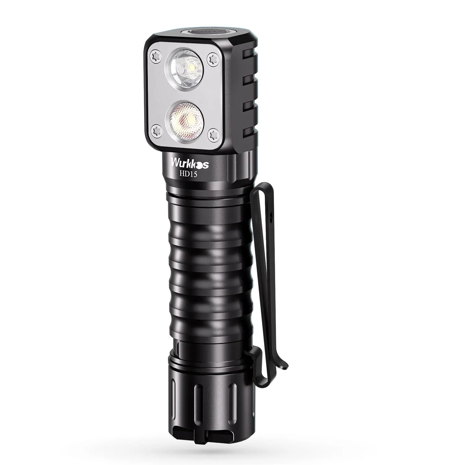 Wurkkos HD15 Headlamp Angle Flashlight Dual LEDs LH351D SST20 Rechargeable 18650 Battery Included with Reverse Charging