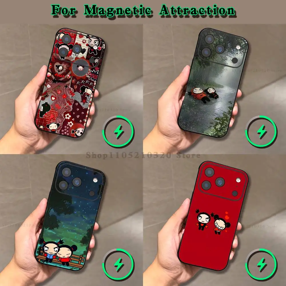 

Cute P-Pucca G-Garu Phone Case For iPhone 17,16,15,14,13,12,11,Pro,Max,Plus,E,Air,Mini Magnetic Magsafe Frosted Clear