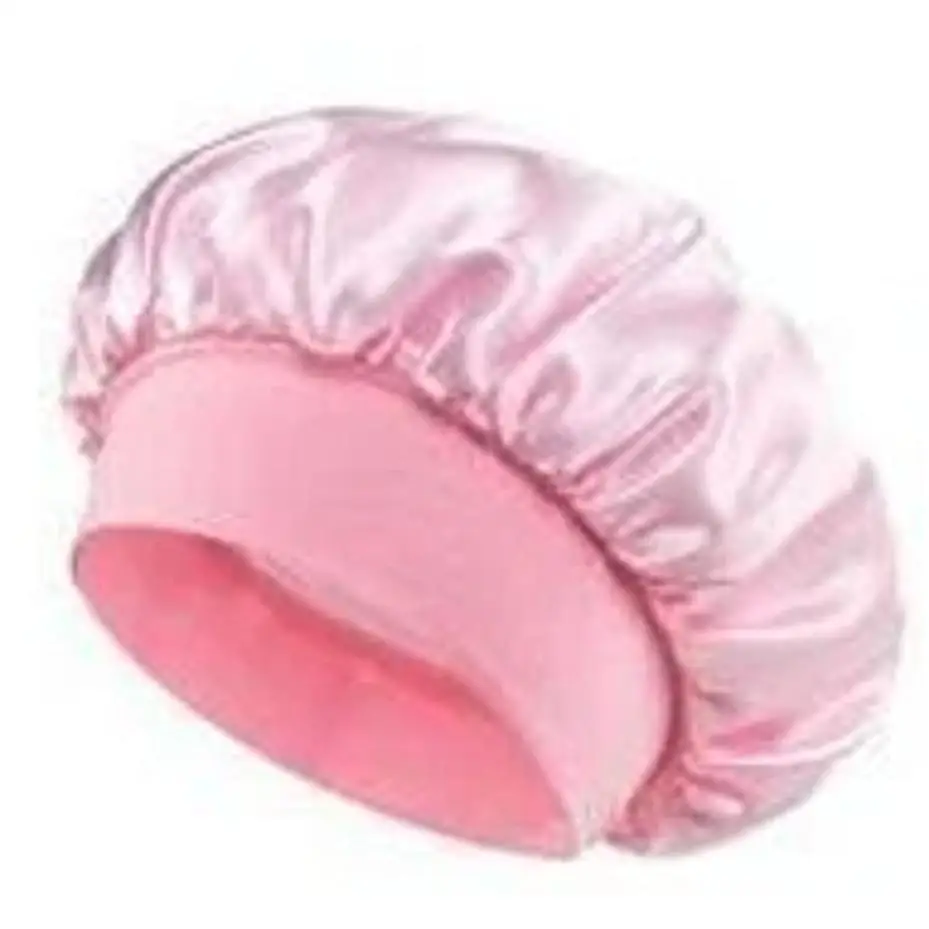 1 Pcs New European American Fashion Solid Color Satin Shower Cap For Women Wide Edge Nightcap Chemotherapy Hair Care Bath Hat
