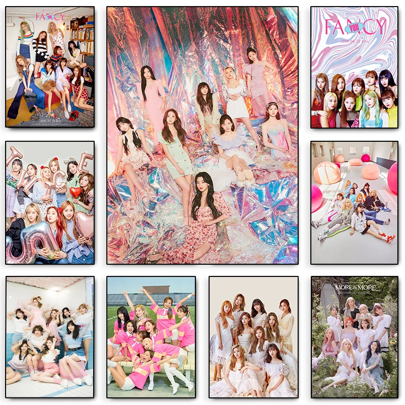 Kpop Twice Poster Aesthetic Pink Sexy Girl Band Rapper Dancing Music Album Canvas Painting Print Wall Art Kawaii Room Home Decor