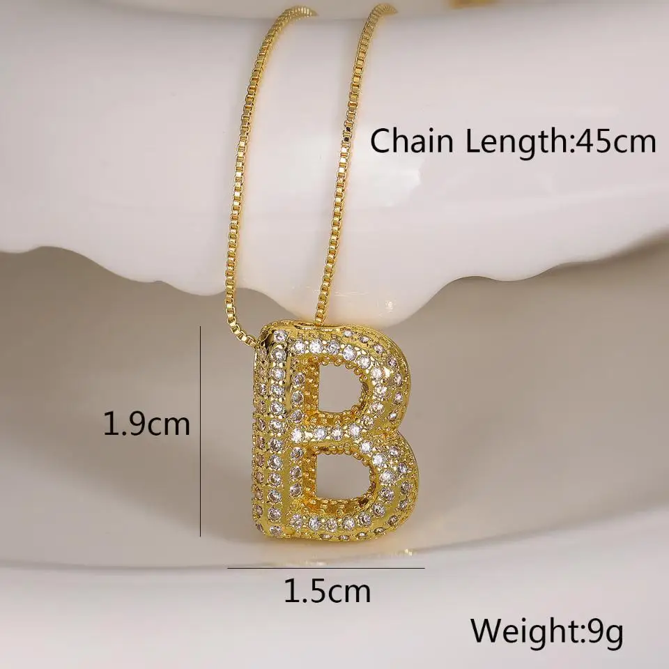 ZAKOL Fashion 26 Letters Necklaces For Women Man Gold Color Alphabet Zircon Pendant Birthday Party Gift Jewelry