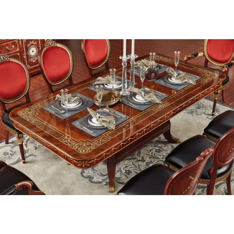 Italian Design European Royal Wooden Carving Antique French Classic 8 Seater 6 Seater Dining Table