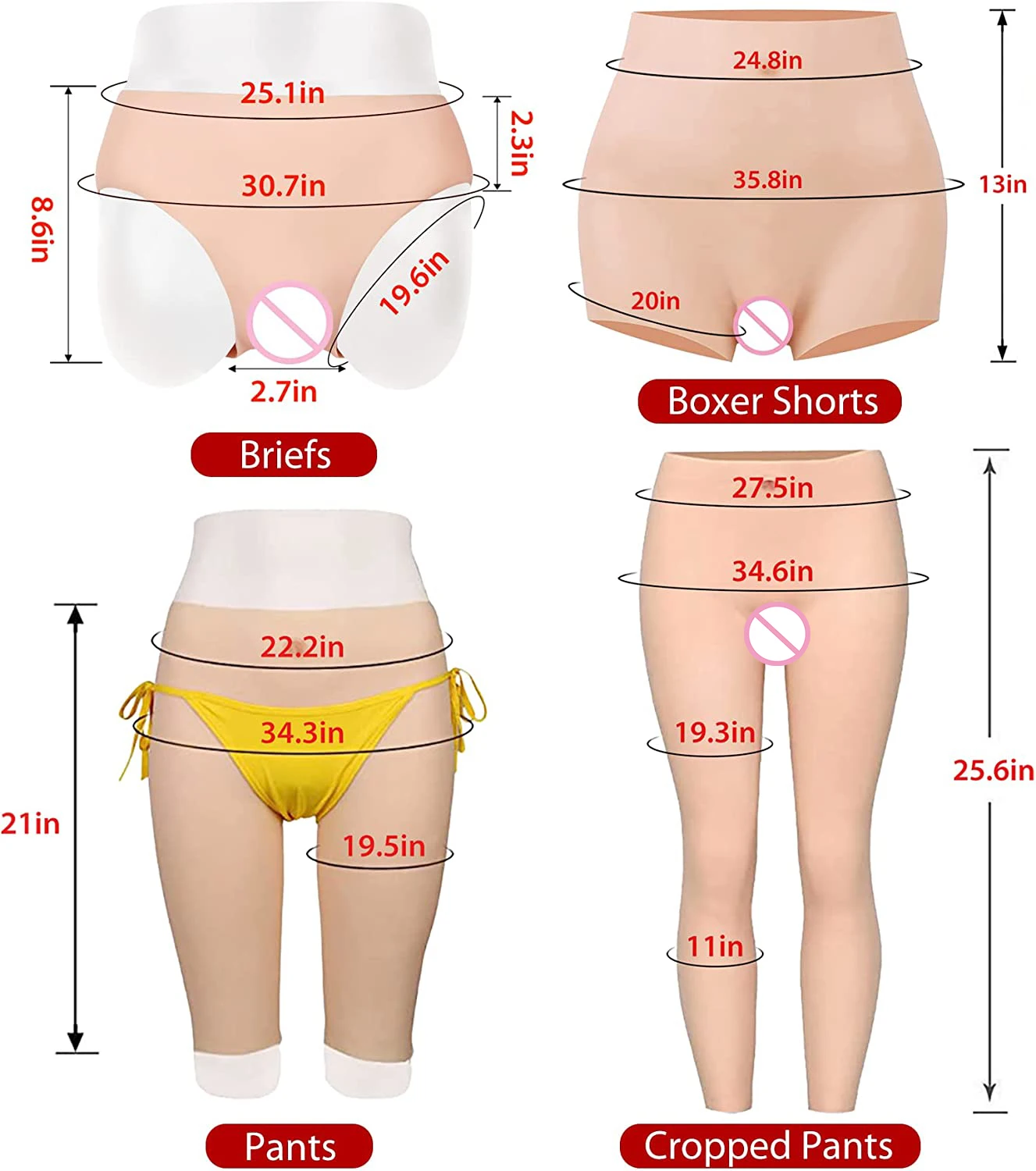 U-CHARMMORE Silicone Panty with Pee Device Silicone Briefs Food Grade Full Silicone for Crossdresser Drag Queen