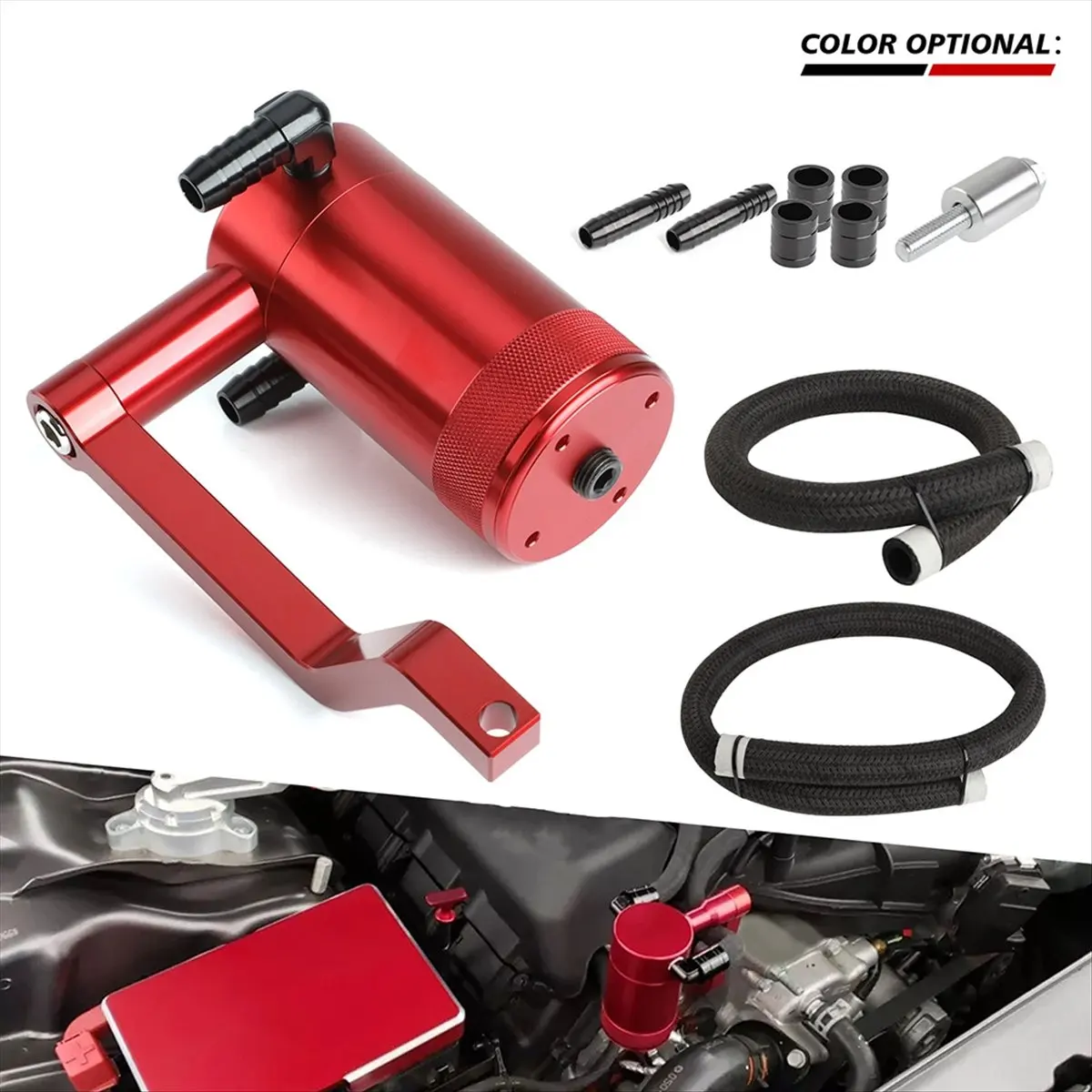 #98X Oil Catch Can Tank 5.7 HEMI Z-Bracket Billet Catch Can Red,Air Oil Separator,(Aluminum Alloy) - view 6