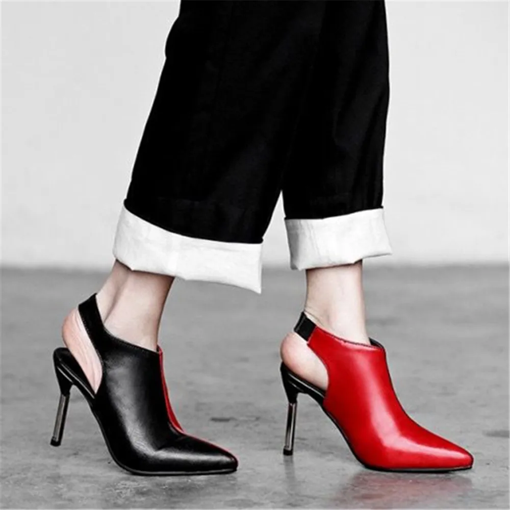 MILI-MIYA New Arrival Mixed Color Women Pu Leather Ankle Boots Sexy Thin Heels Slingbacks Slip On Plus Size 34-43 Handmade For L