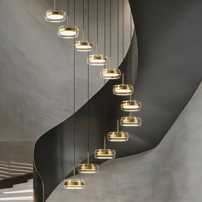 

Nordic home crystal decoration, staircase chandelier, living room bedroom and dining room chandelier, indoor lighting