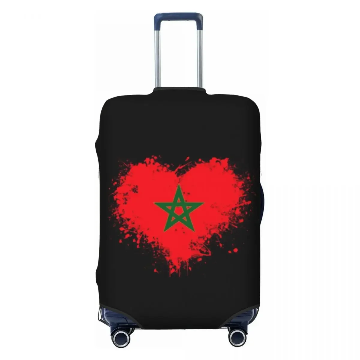 

Custom Funny Morocco Flag Heart Luggage Cover Protector Washable Moorish Moroccan Patriotic Travel Suitcase Covers