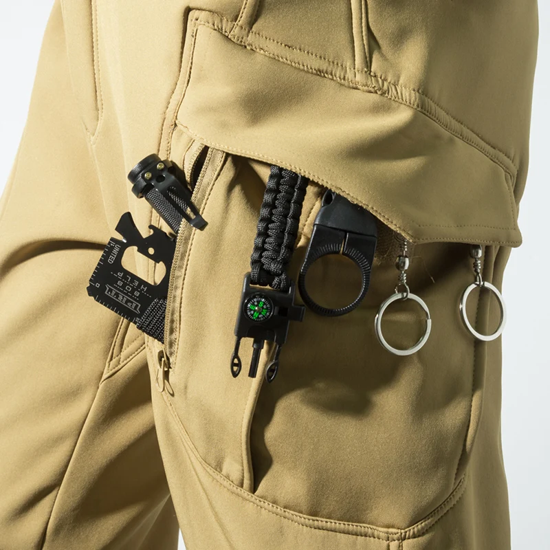 Men's Winter Autumn Fleece Softshell Pants Tactical Military Combat Cargo Trousers Hiking Camping Climbing Casual Sportwears