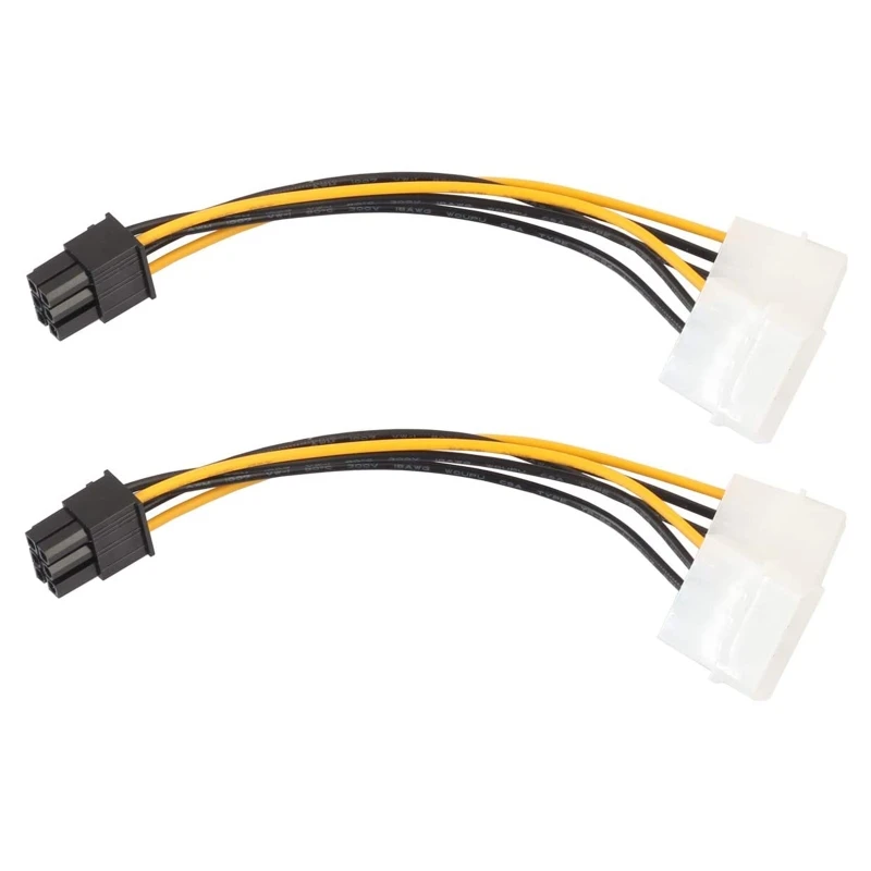 2Pcs Mining Video Card PCI-E 6 Pin to Dual PCIe 4Pin Y-Splitter Extension Cable D46B