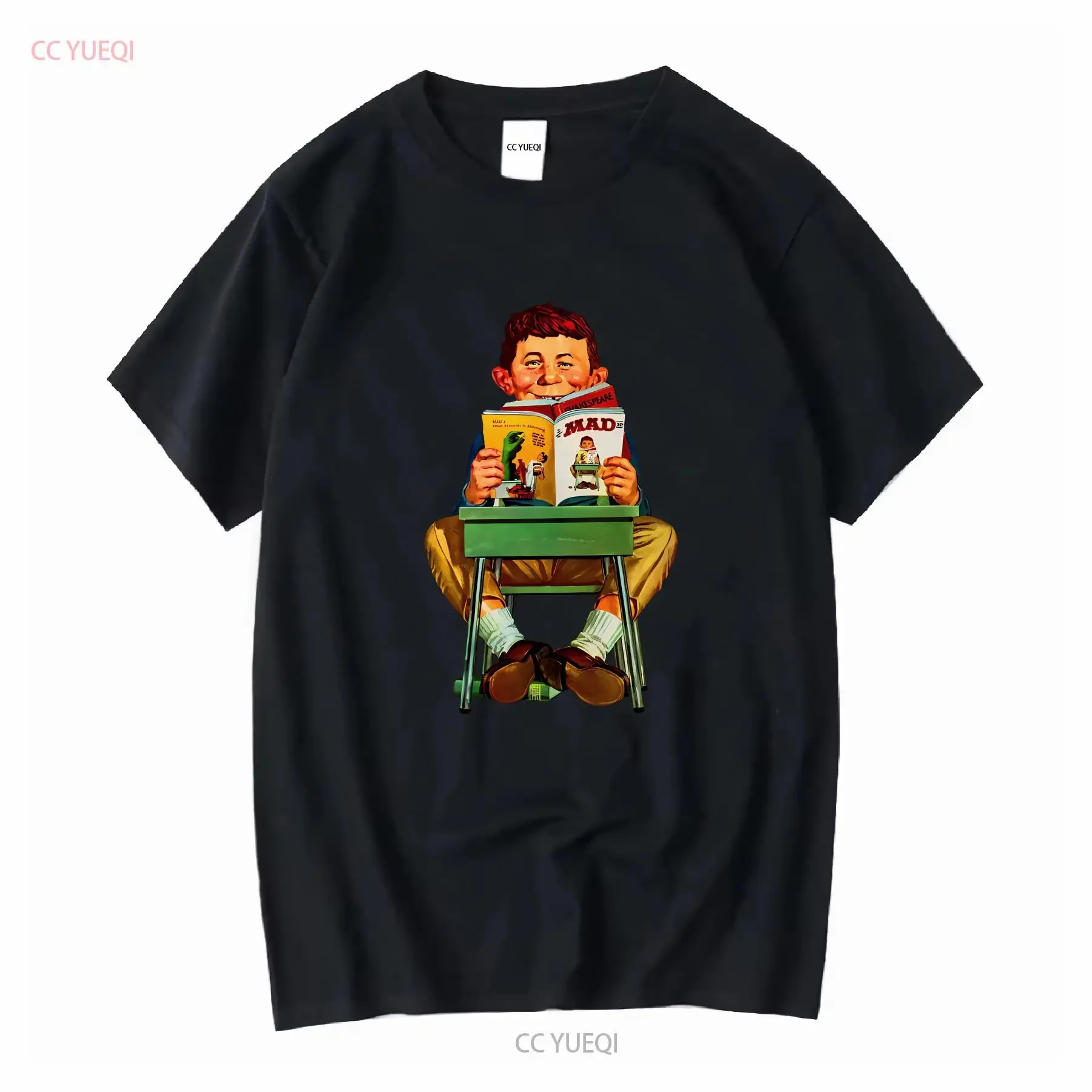 MAD Magazine Alfred E Newman T shirt retro graphic tee long or short sleeves vintage Washed Stretched Soft Casual homme