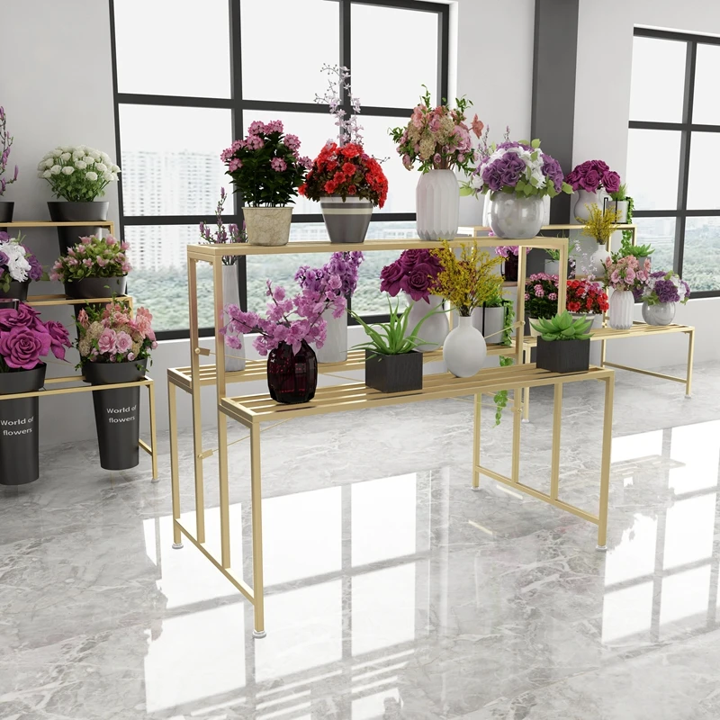 

Flower stand wrought iron flower shop display shelf indoor multi-layer shelf High Quality
