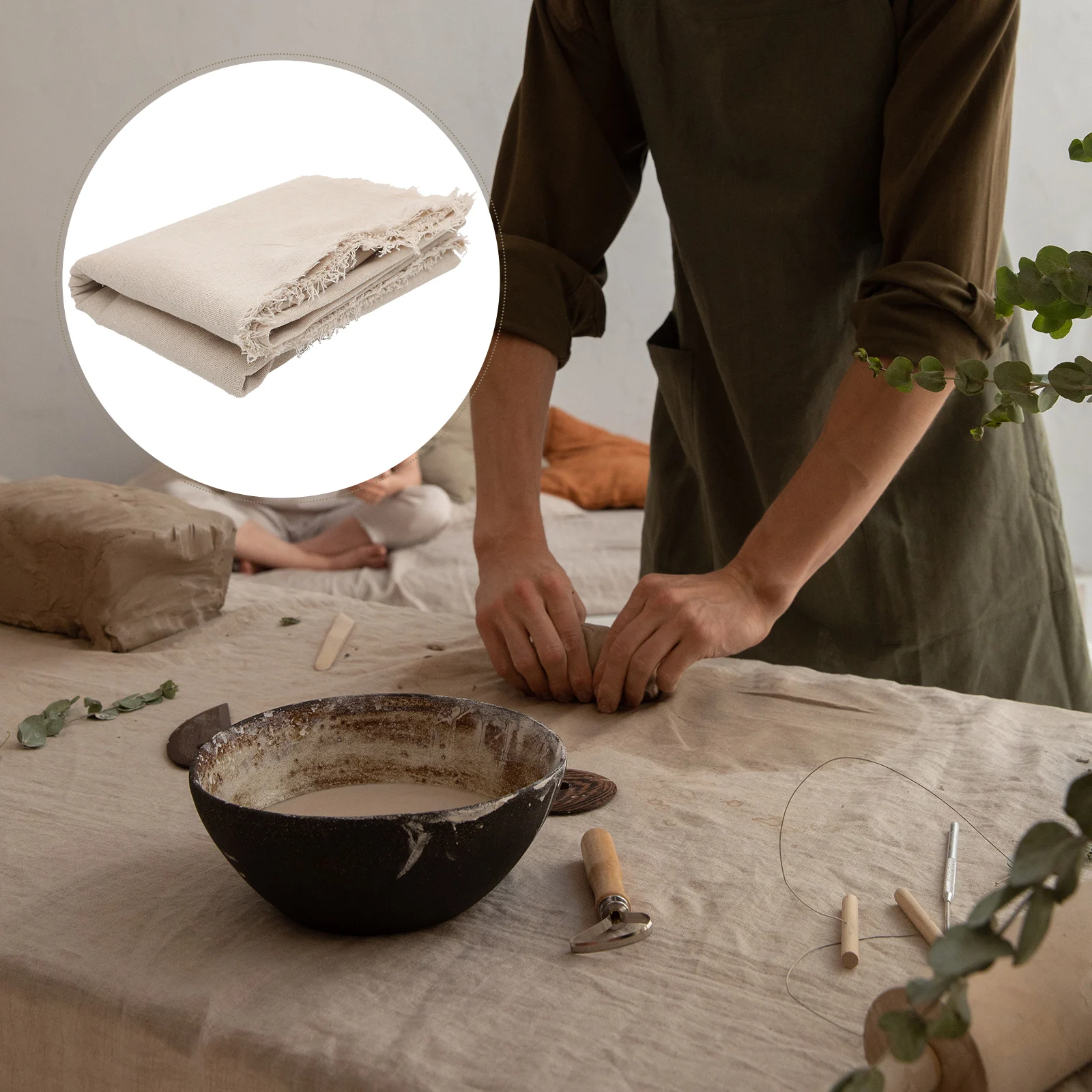 

Linen Tablecloth Plain Pad Wear Resistant Home Kitchen Dining Tables Tea Mats Rectangular Place Mats