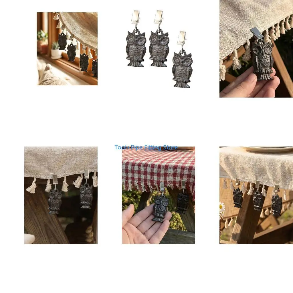 F92B Cast Irons Owl Tablecloth Weights Clips on Outdoor Flag Weights Clips