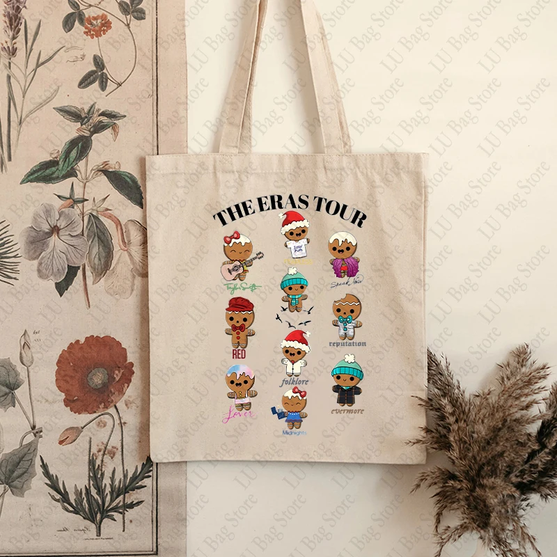 The Eras Tour Version Cute Pattern Tote Bag Album Music Canvas Shoulder Bag Women's Shopping Bag Best Gift for Swiftie