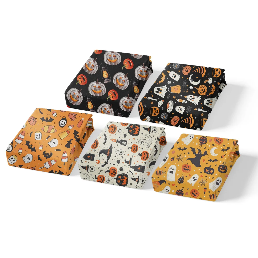 Halloween Printed Polyester Fabric Peach Skin Fabric Trill Fabric Bullet Fabric for Cleaning Cloth Phone Pouch Laptop DIY Gift