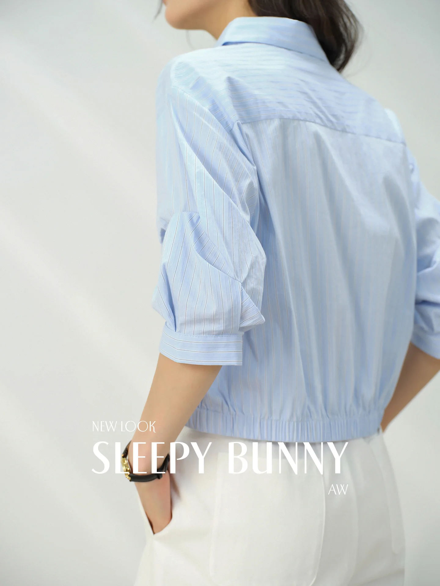 Elegant Blue Striped Shirt Half Sleeve Knot Design Blouse Summer Casual Button Down Top Women Office Chic Fashion Street Wear