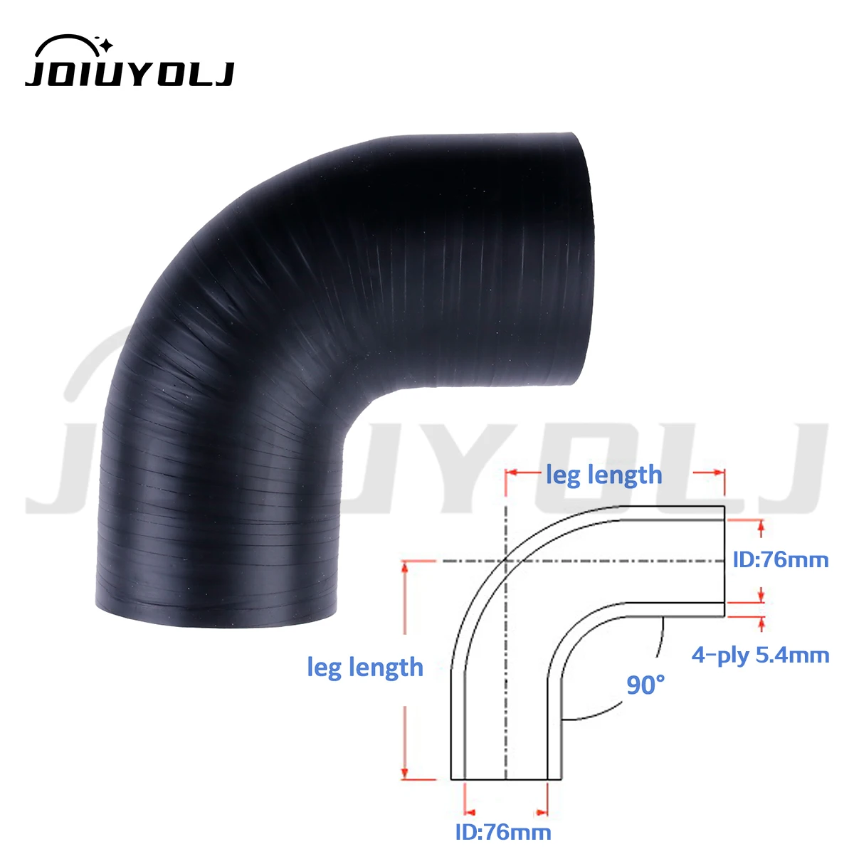 Manguera de tubo de silicona Universal, color negro mate, 4 capas, 90 grados, ID, 76mm, codo, acoplador de manguera de silicona, tubo Intercooler