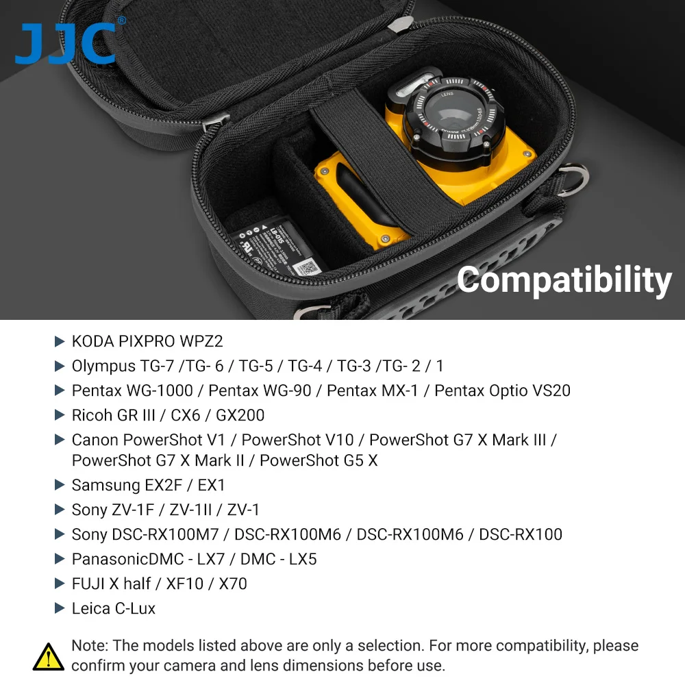 JJC Hard Travel Camera Case Compact Bag for KODAK PIXPRO WPZ2 Olympus TG-7 TG-6 TG-5 TG-4 TG-3 Pentax WG-1000 WG-90 Ricoh GR III
