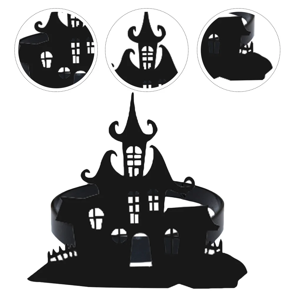 

4Pcs Metal Castle Napkin Rings Halloween Party Decorative Buckles Dining Table Napkin Holders Table Ornaments Party Decor