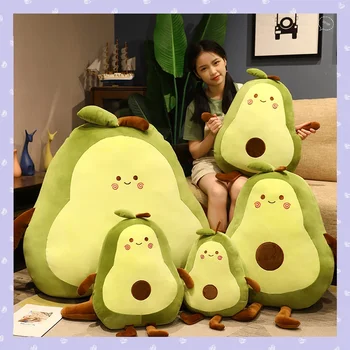 귀여운 거대한 아보카도 봉제 베개, 박제 과일, 녹색 봉제 인형, 크고 부드러운 소녀 수면 방 장식, 귀여운 생일 선물