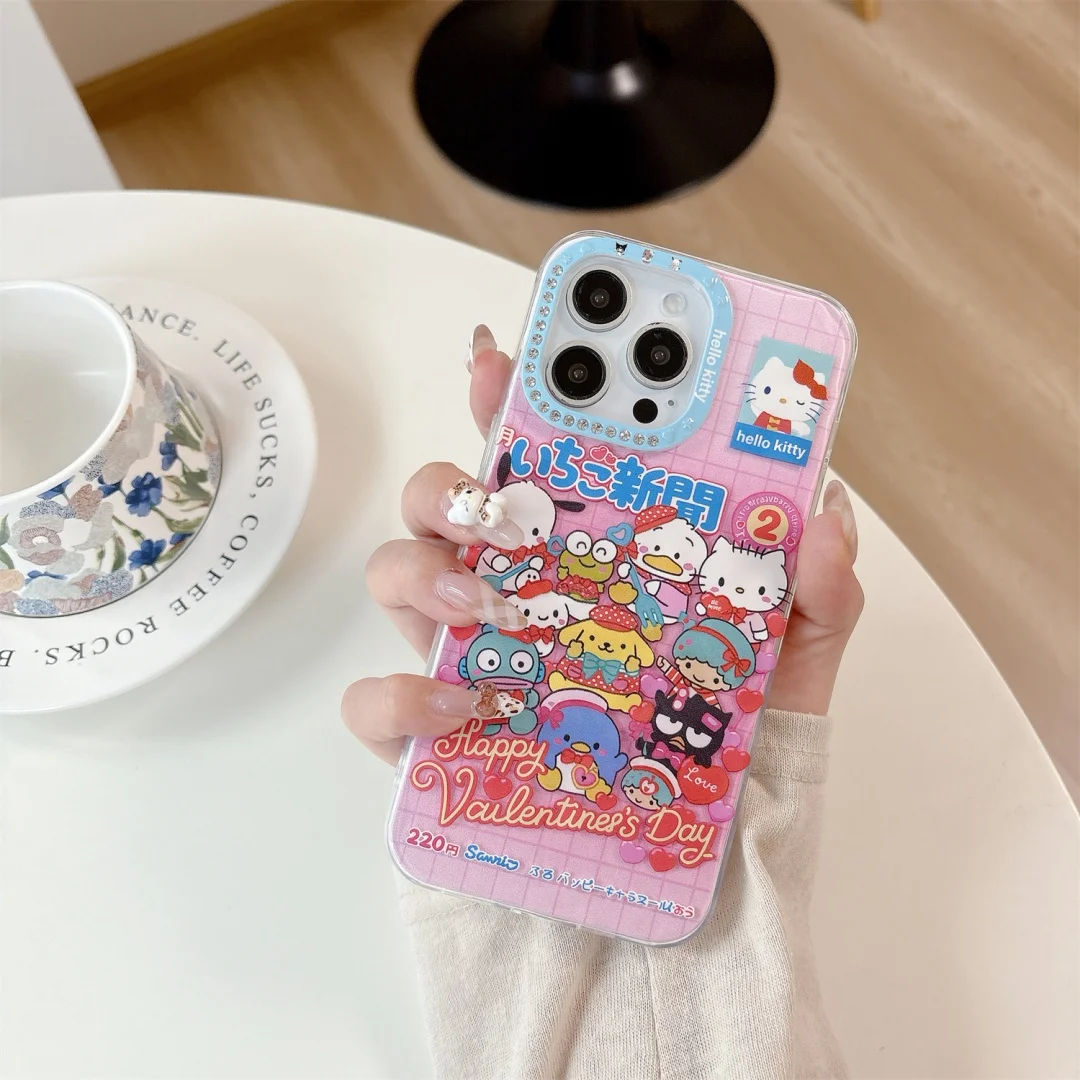 

Hello Kitty Kuromi Melody Family Members Phone Case For iPhone 13 12 14 15 Plus 16 Pro Max Silicone protection Phone Cover﻿﻿