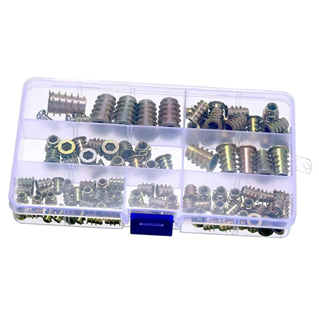 100x Lots Metal Insert Nuts Metal Hex Socket Screw Nuts Skid Resistance