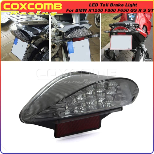 Para BMW F650 GS ST motocicleta 12V luz trasera LED Reflector freno trasero lámpara de parada luz de matrícula F800 S ST R1200 R luz trasera