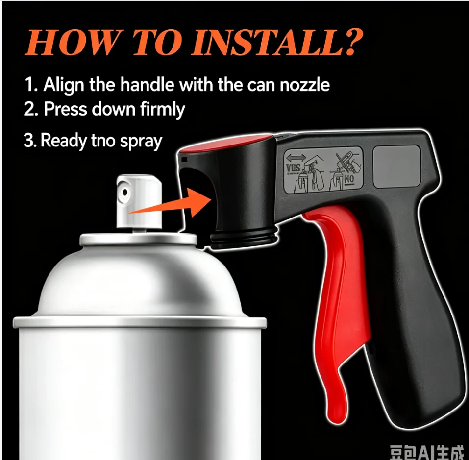1 Pcs Plastic Portable Spray Paint Handle, Universal Reusable Car Color Changing Film Pasting Self Spraying Hand Spray Gun