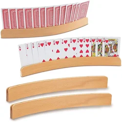 Juego de soporte de cartas curvadas de madera para niños, Base de póker manos libres, accesorios de juegos de cartas para fiesta, 2/3/4 piezas