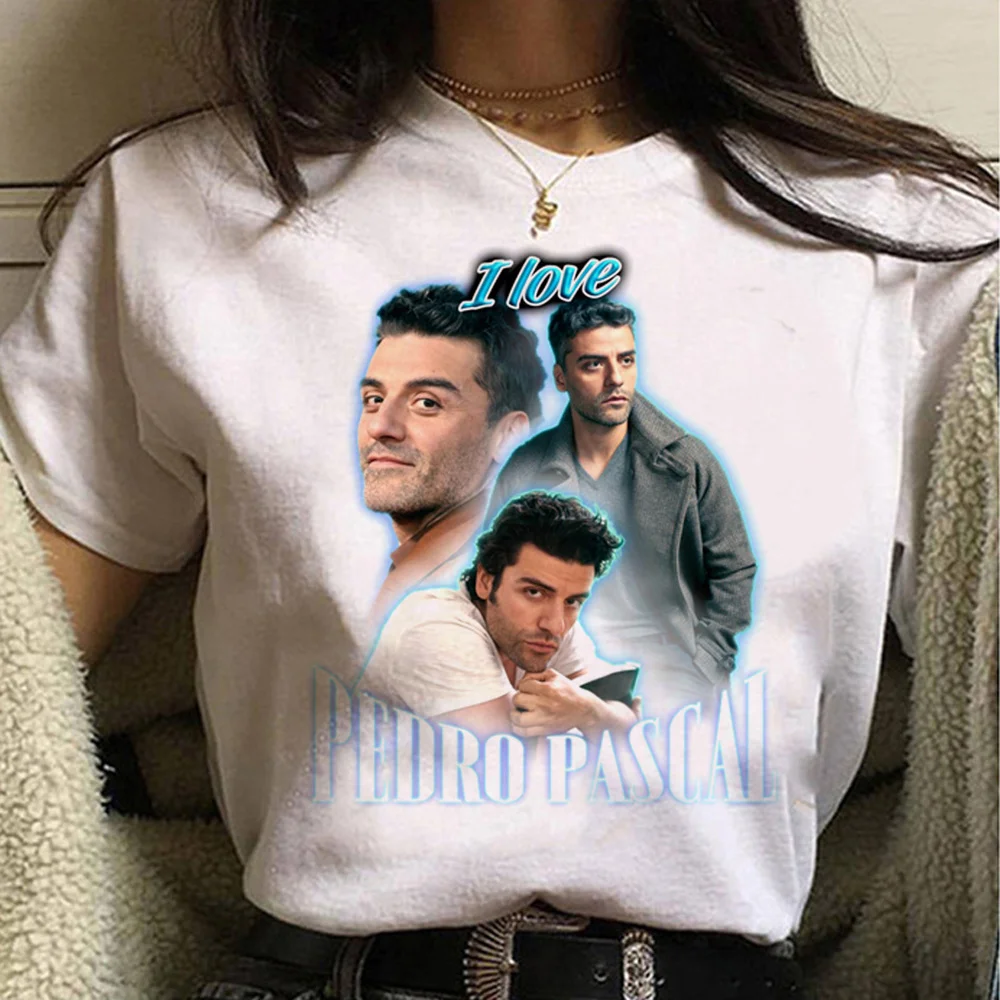 I Love Pedro Pascal Oscar Isaac Cursed Fan Collage t-shirts women streetwear Tee girl harajuku y2k clothes