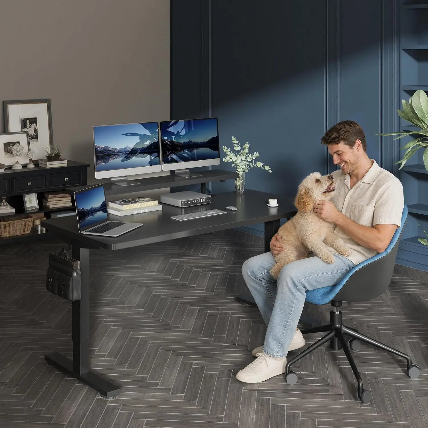 Height Adjustable Standing Desk With Monitor Riser & Cable Management, Customized