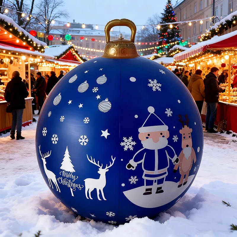 Boules de Noël gonflables géantes de 24 pouces, grands ornements de Noël en Pvc en plein air, grandes décorations de boules pour la cour à l'extérieur en hiver