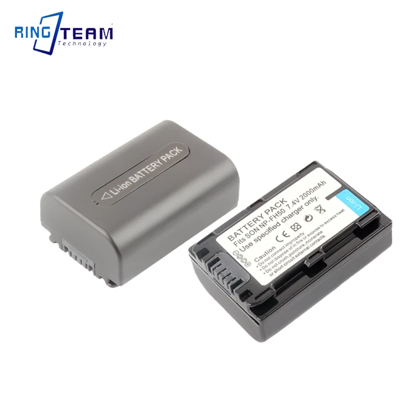 2 teile/lose NP-FH50 npfh50 batterie für sony NP-FH30 NP-FH40 NP-FP50 NP-FH70 NP-FH100 und DSC-HX1 hx100v hx200 hx200v DSLR-A230 a29