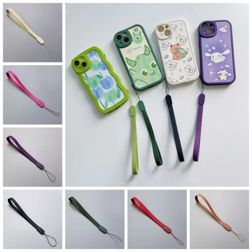 

PU Leather Leather Short Mobile Phone Lanyard Anti Lose Short Simple Leather Short Wrist Strap Durable Jewelry