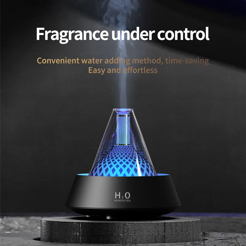 Hogar Mini Volcano Lava Aroma Diffuser USB Desktop Seven-Color Ambiance Light Humidifier Home Desktop Flame Diffuser Ultrasonic