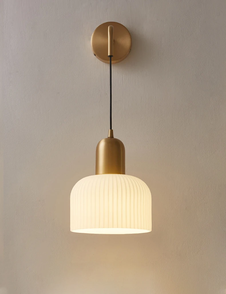 

Nordic Glass Wall Lamps Hanging Wood Retro Simple Bedside Living Room Decorative Wall Sconce Lights Corridor Staircase LED Light