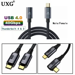 USB-C Type-C USB4 90 Degree Angled Cable 40Gbps with 100W Charging UHD 8K 5K 4K@60Hz USB 4.0 Compatible Thunderbolt 4 & 3