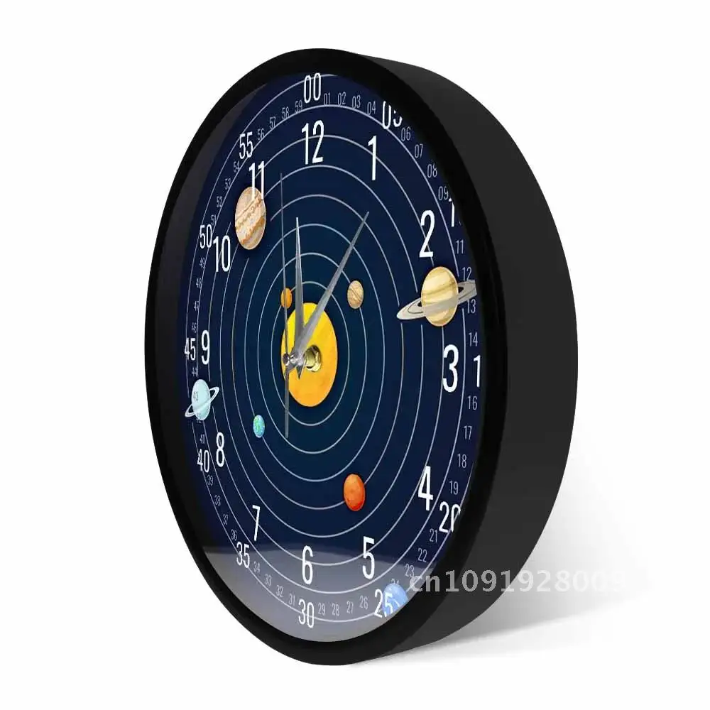 

Solar System Silent Non Ticking Wall Clock Kids Home Timepieces Decor For Artwork Galaxy Watch Space Nursery Bedroom Educational