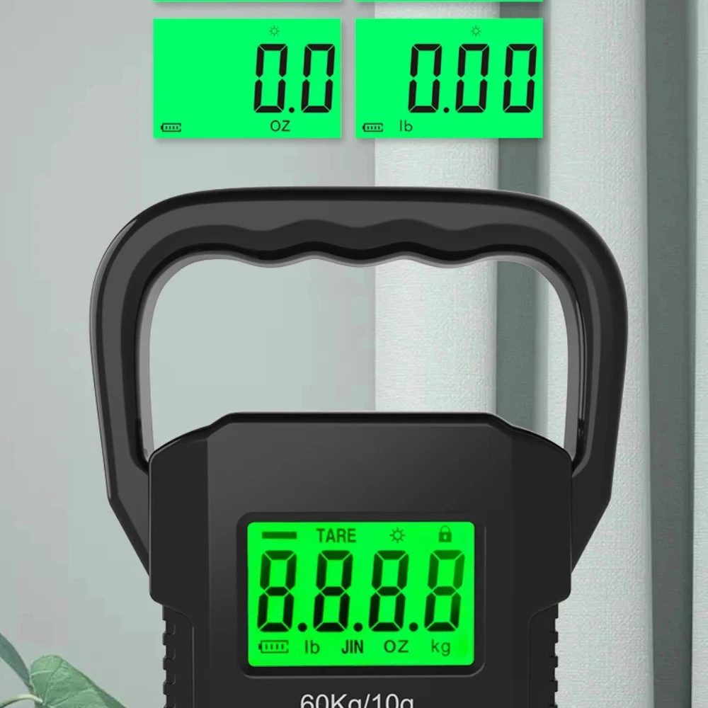 Portable Digital Weight Scale 60kg 10g Electronic Luggage Hanging Scale Battery/USB Charging LCD Fishing Weighing Balance image 5