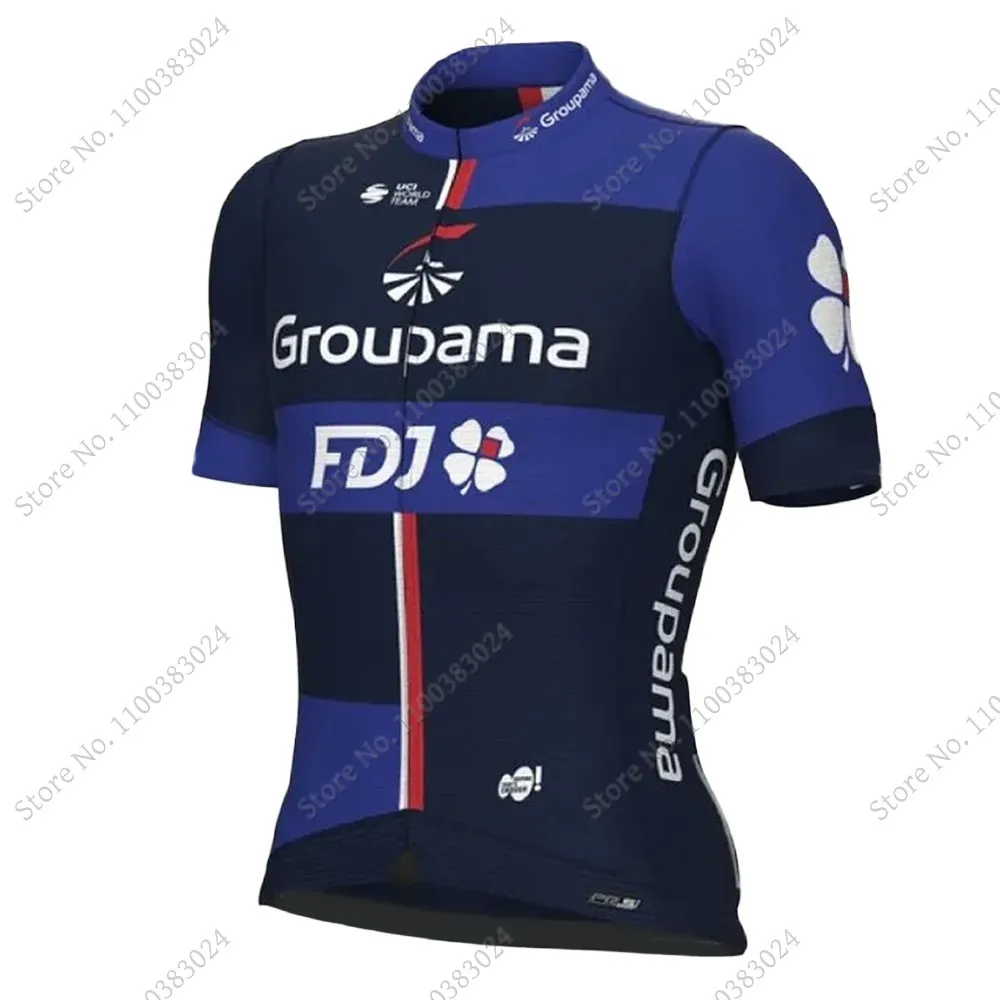 Red FDJ Team 2023 Cycling Jersey Set Short Sleeve Clothing Road Bike Shirts Suit Bicycle Bib Shorts MTB Wear Ropa Maillot