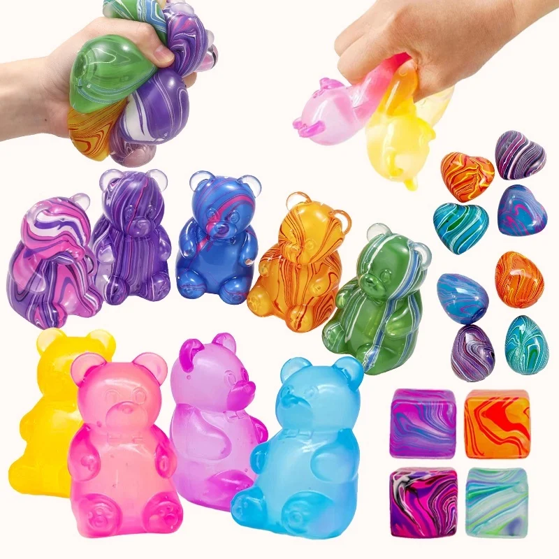 Rainbow Marbled Quicksand Squeeze Toy Multiple Styles Maltose Squishy Slow Rebound Fidget Toy Anxiety Relief Calming Sensory Toy