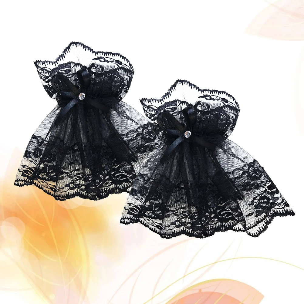 

1pcs 1 Pair Black Lace Embroidered Floral Gloves Halloween Dress Accessories Women Elegant Hand Arm Wearable Party Costume